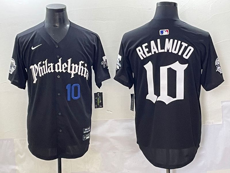 Men 2025 Philadelphia Phillies 10 Realmuto Black Five generations Joint Name Nike MLB Jersey style 3